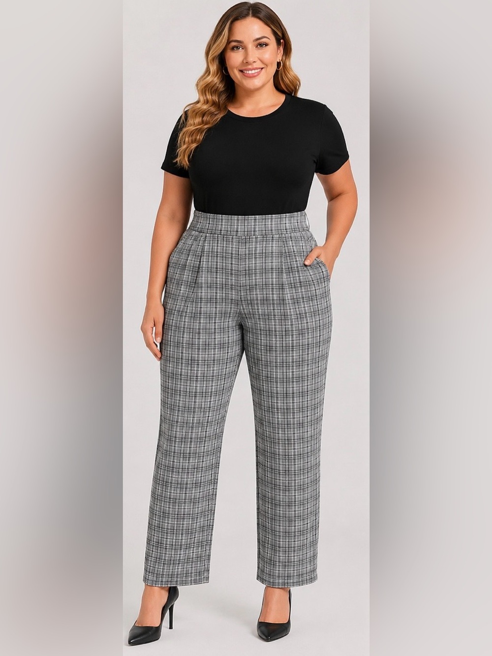 NWT Nordstrom Gray Plaid Ankle Dress Pants Size 12